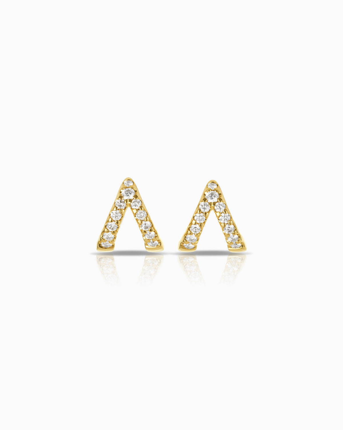 18k yellow gold diamond V huggies