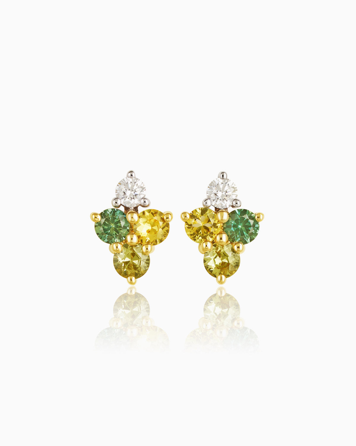 'Le Parti' Sapphire and Diamond Cluster Studs