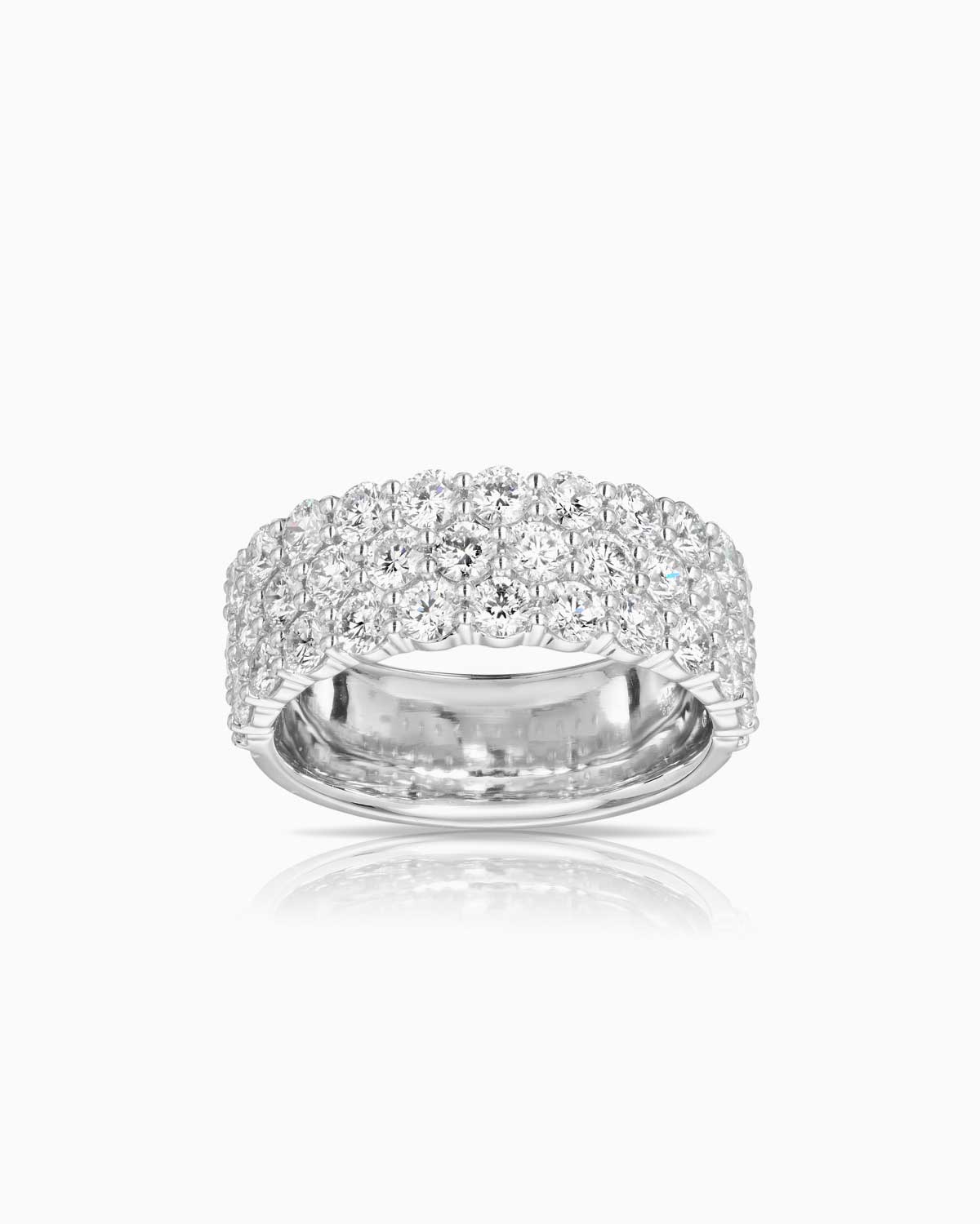 18 karat white gold 2.15ct Three Row Diamond Band