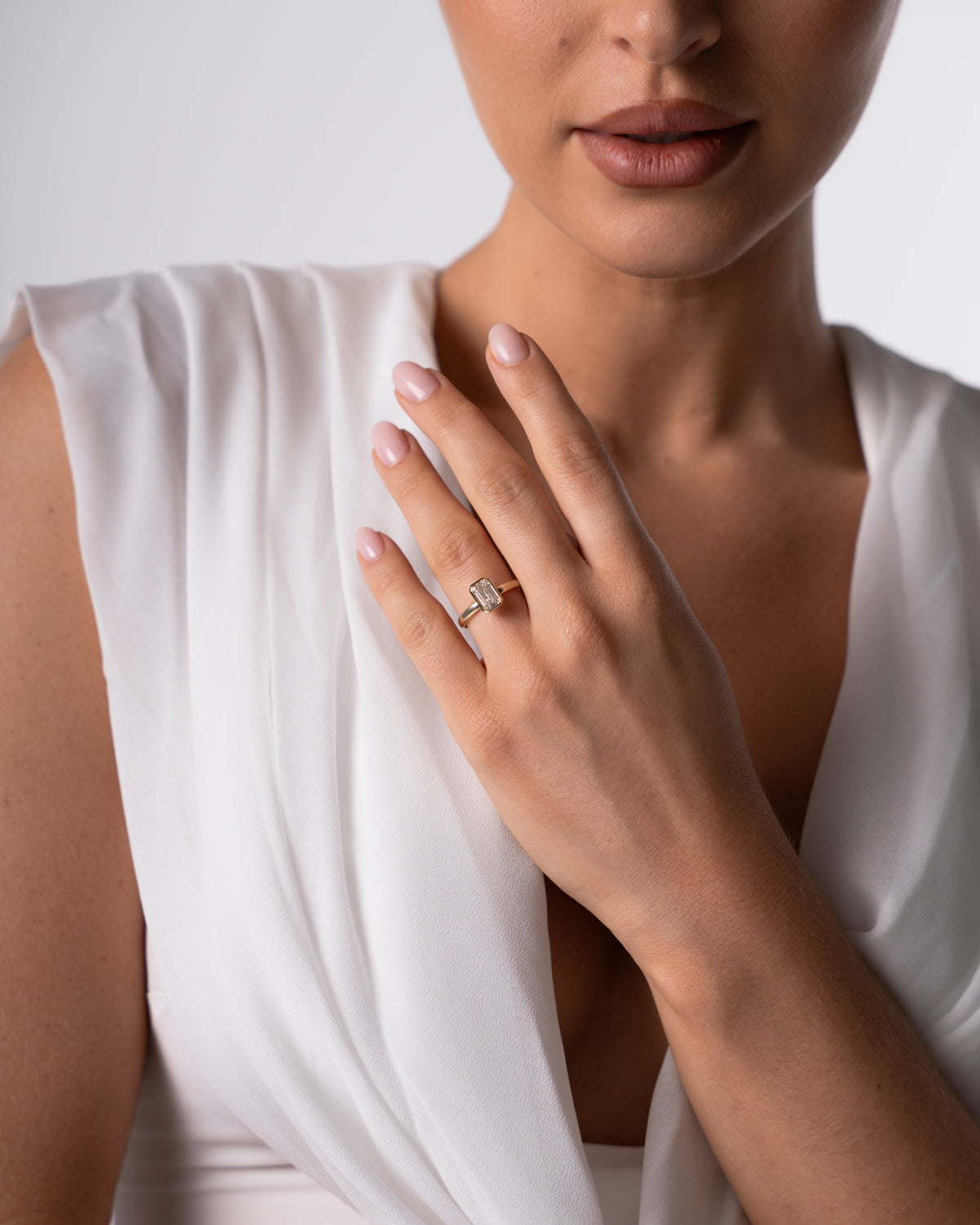 Emerald Bezel Engagement Ring