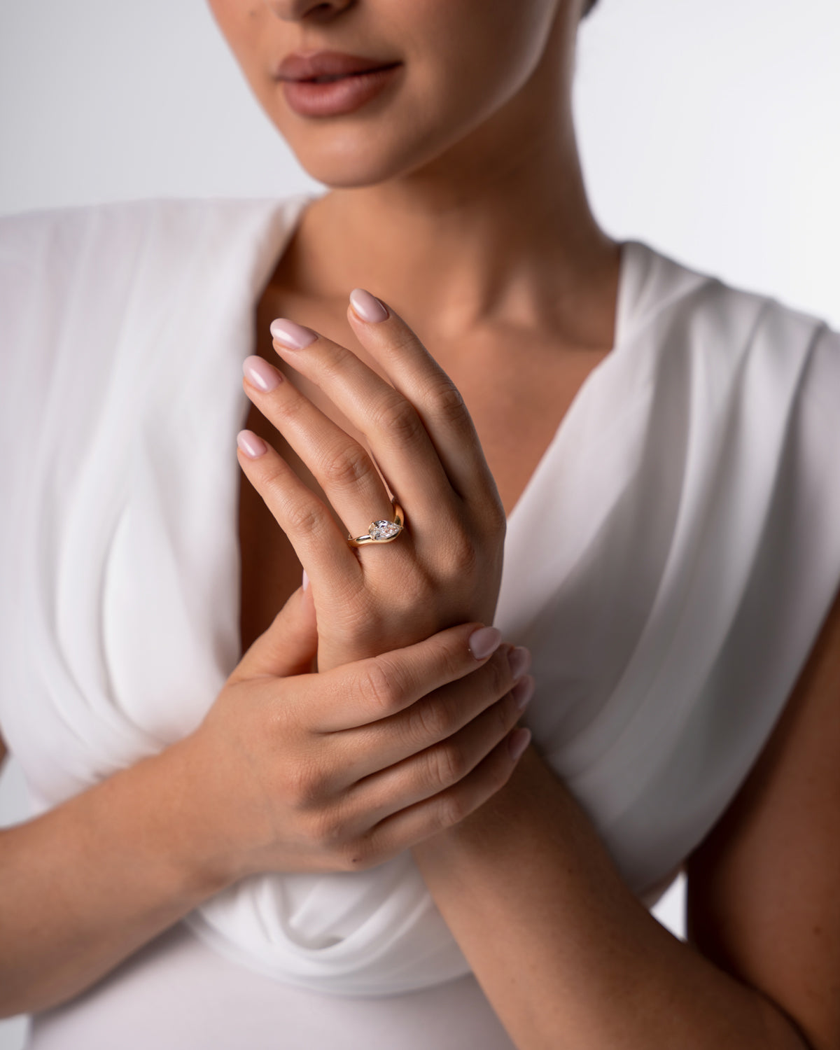 Organic Pear Diamond Ring