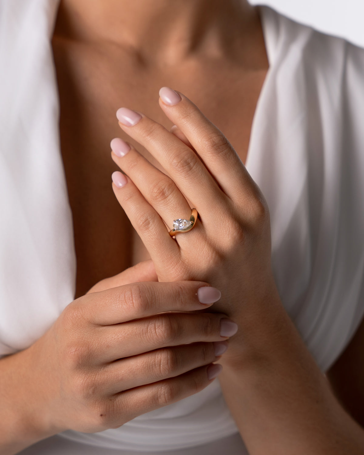 Organic Pear Diamond Ring