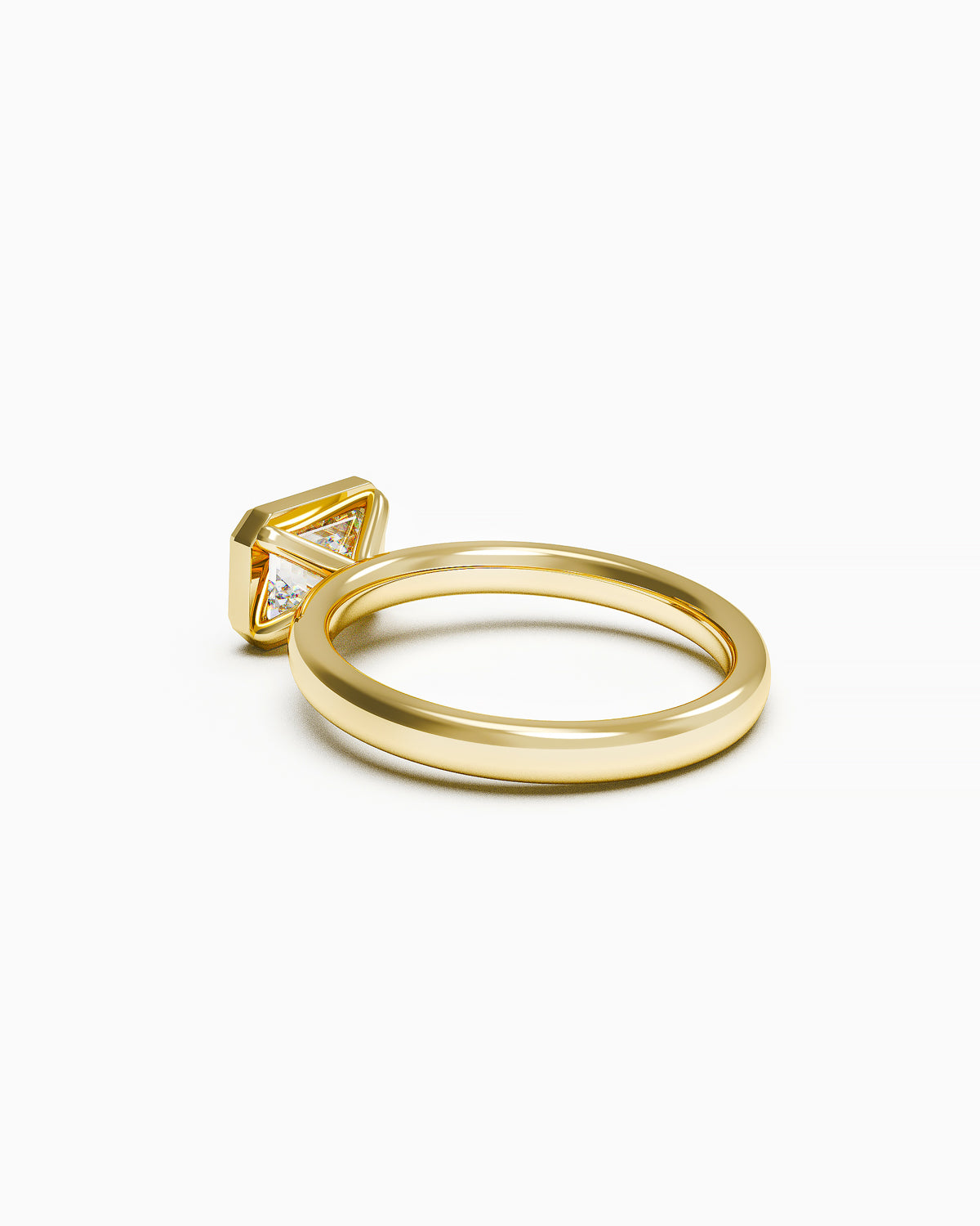 East-West Emerald Bezel Engagement Ring