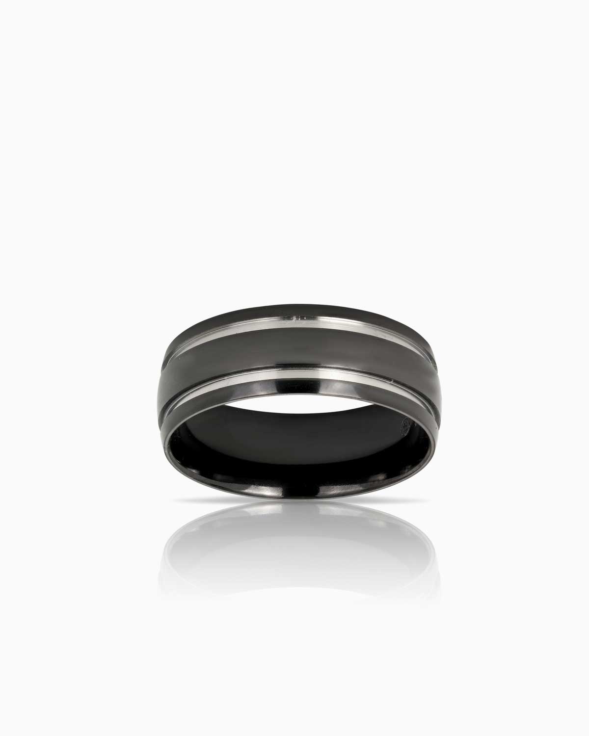Zirconium and Gold 'Sébastien' Gents Wedding Band