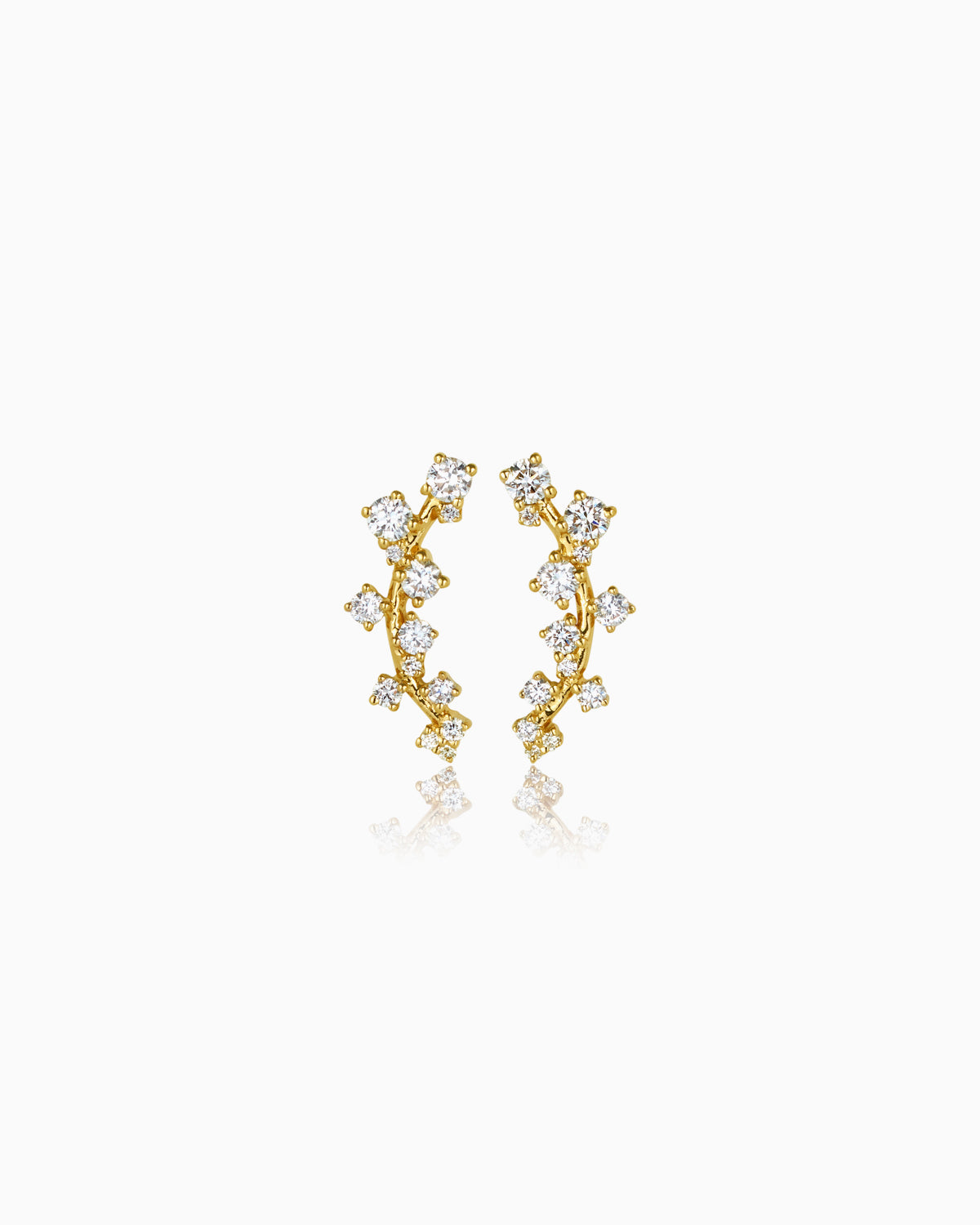 Starburst Diamond Ear Climber, crafted in luxurious 18k yellow gold