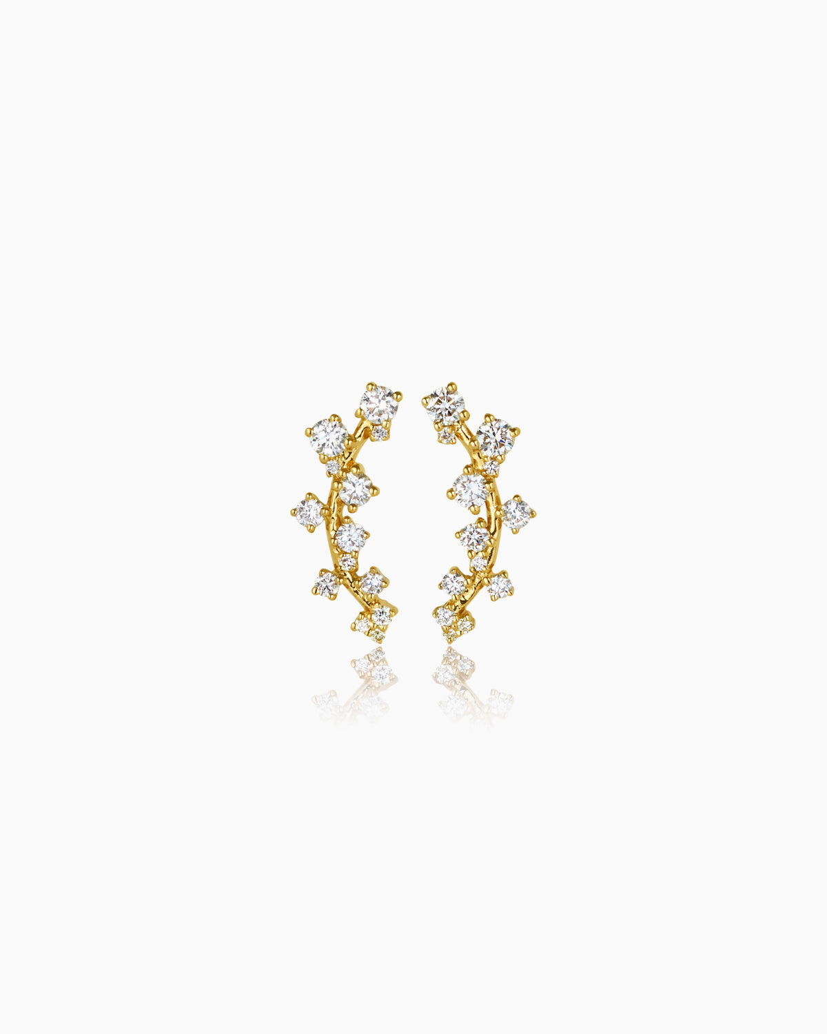 Starburst Diamond Ear Climber, crafted in luxurious 18k yellow gold