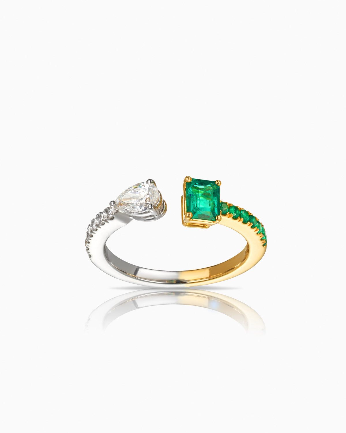Emerald and Diamond ' Toi et Moi' Ring