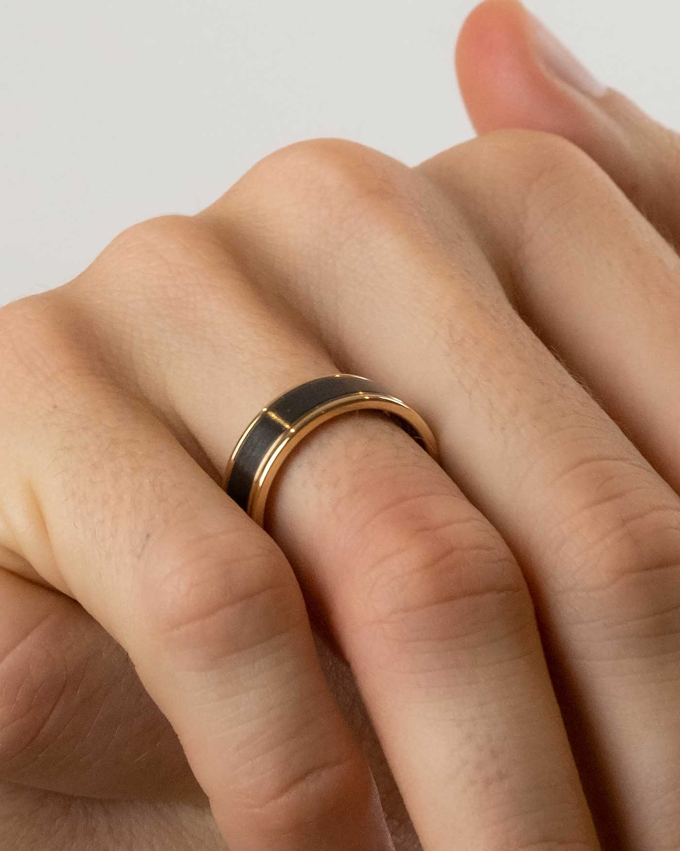 Zirconium and Gold 'Bastien' Gents Wedding Band