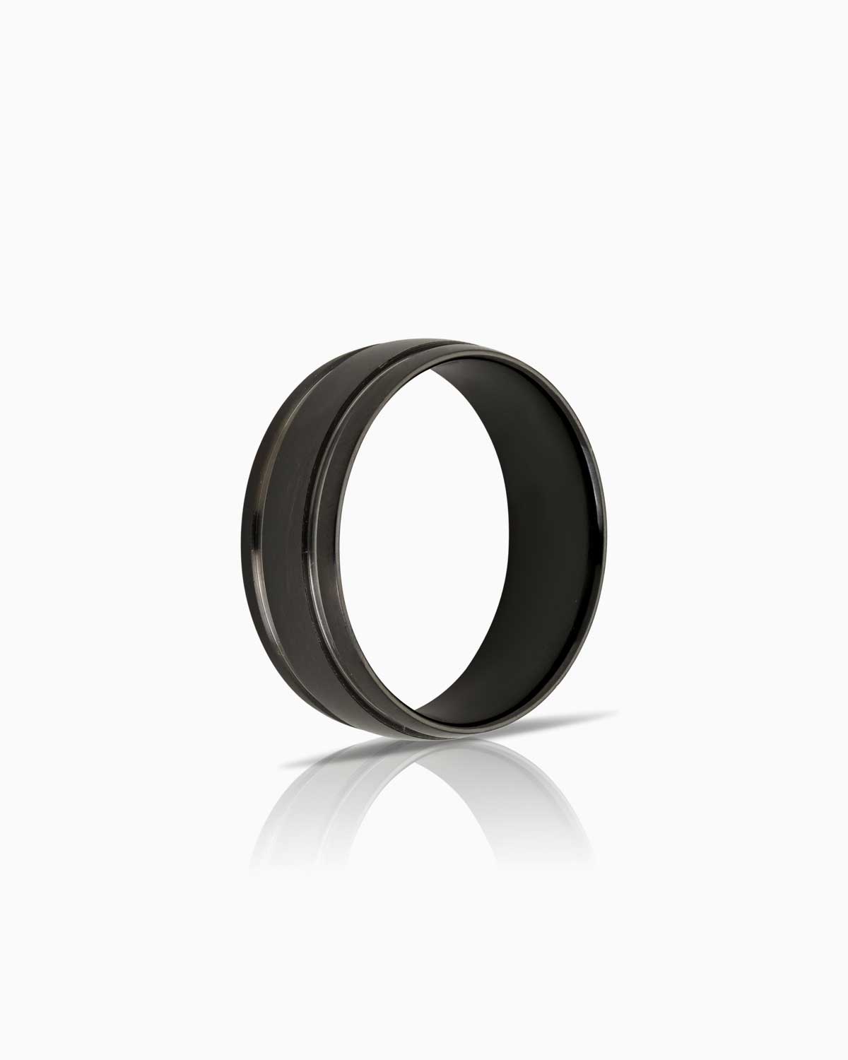 Zirconium and Gold 'Sébastien' Gents Wedding Band