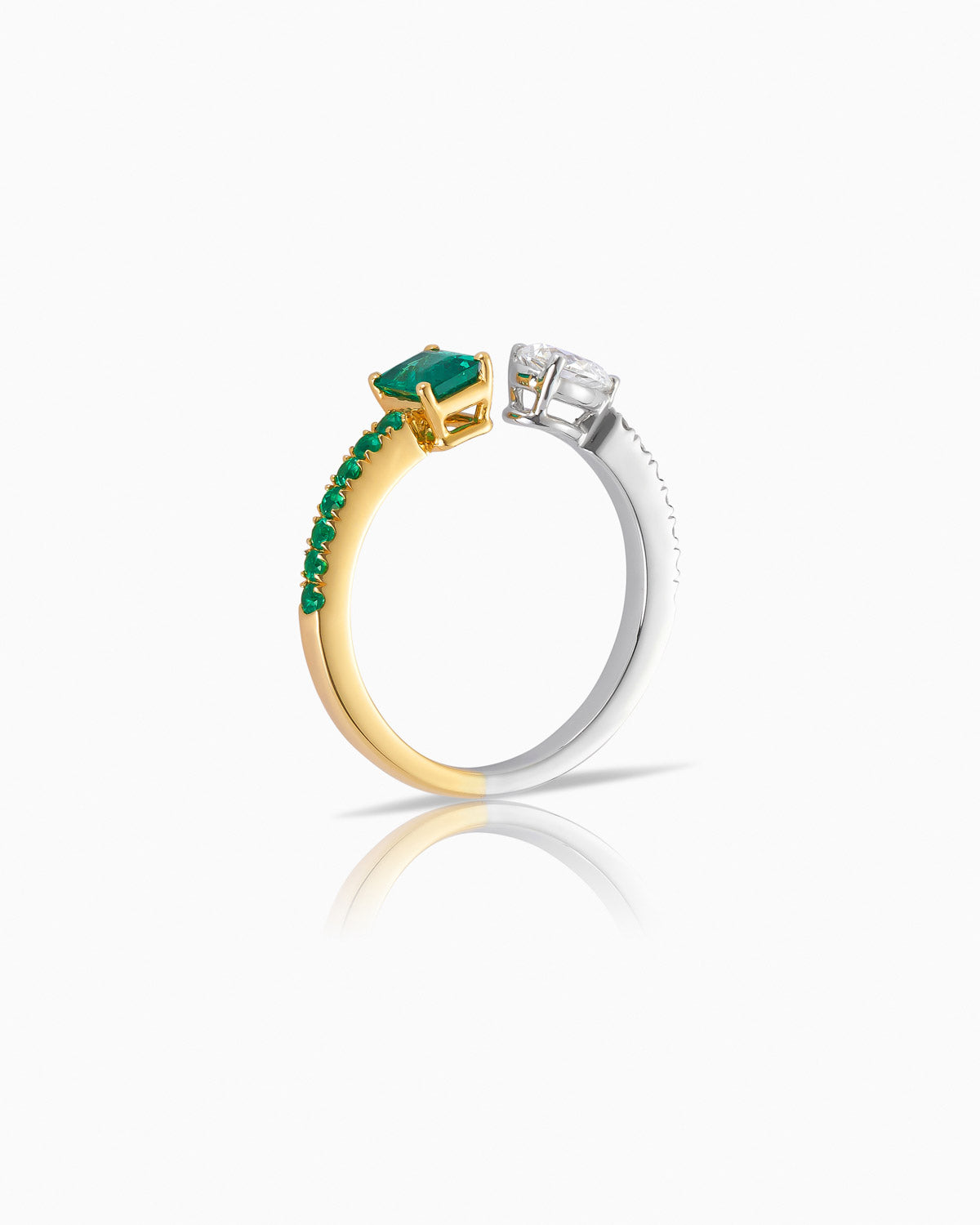 Emerald and Diamond ' Toi et Moi' Ring