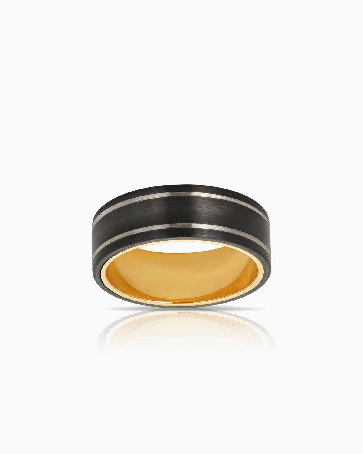 Zirconium and Gold 'Olivier' Gents Wedding Band