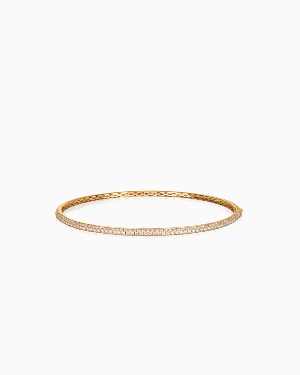 18 karat yellow gold diamond pave set bangle by claude and me jewellery