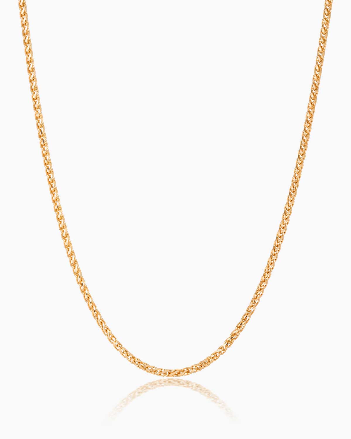 18 karat yellow gold fancy wheat link chain
