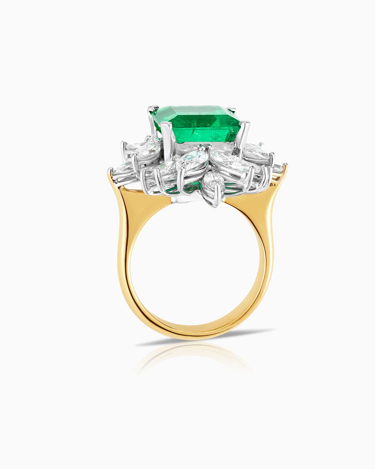 Emerald and Marquise Diamond Ring