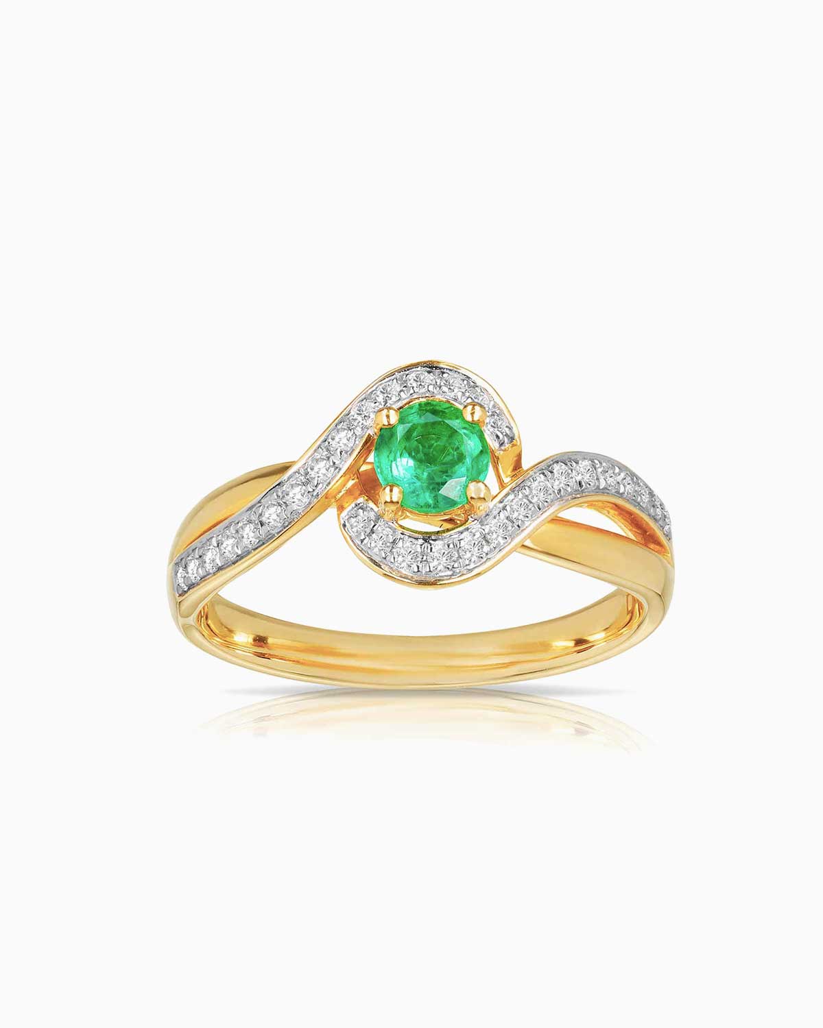 0.30ct Emerald & Diamond Bypass Ring