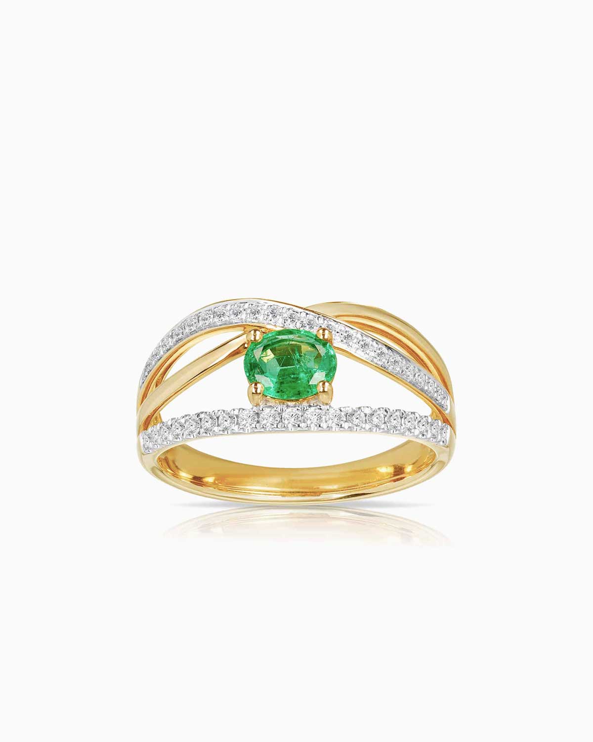 0.43ct Emerald & Diamond Split Ring
