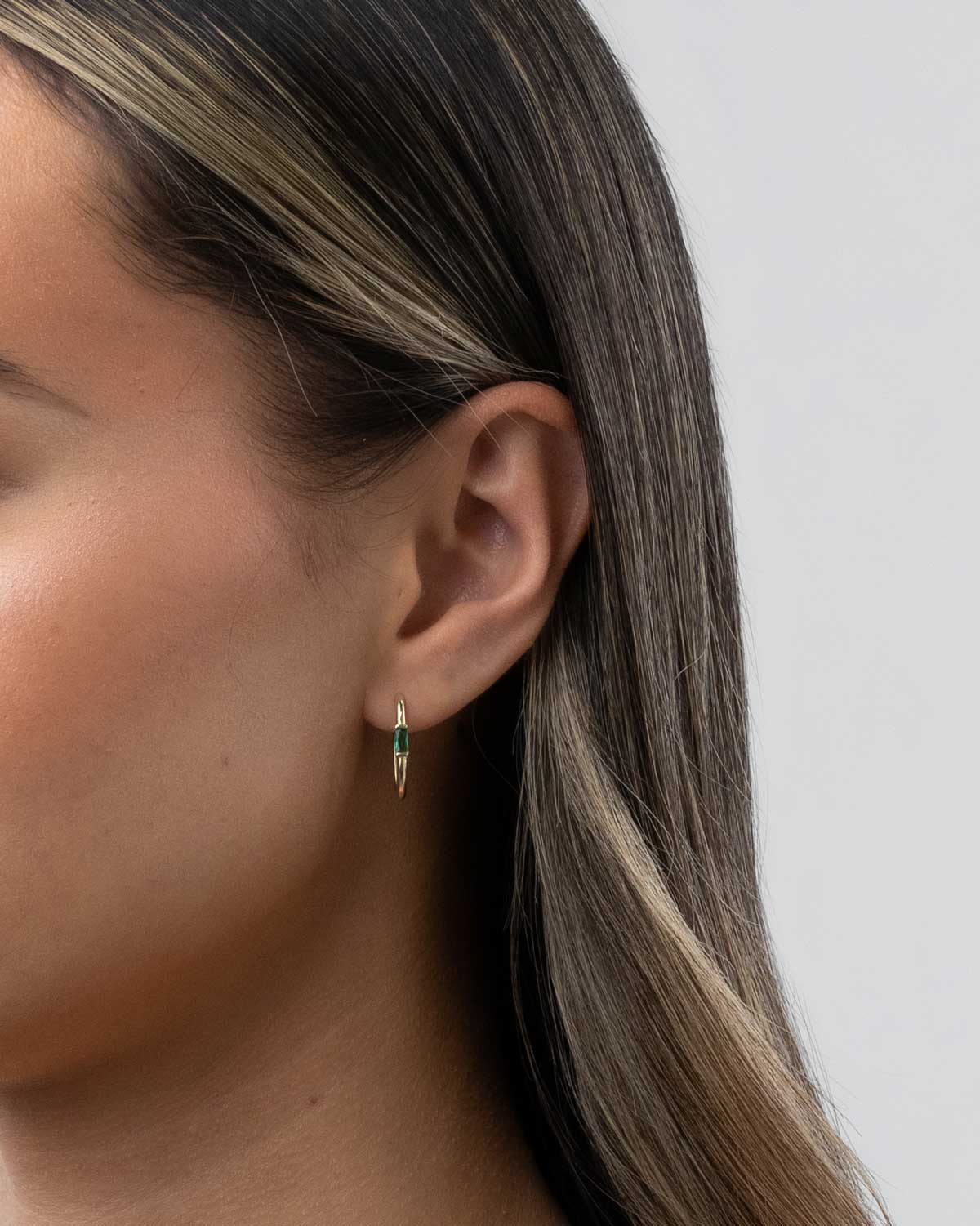 Emerald Paperclip Earrings