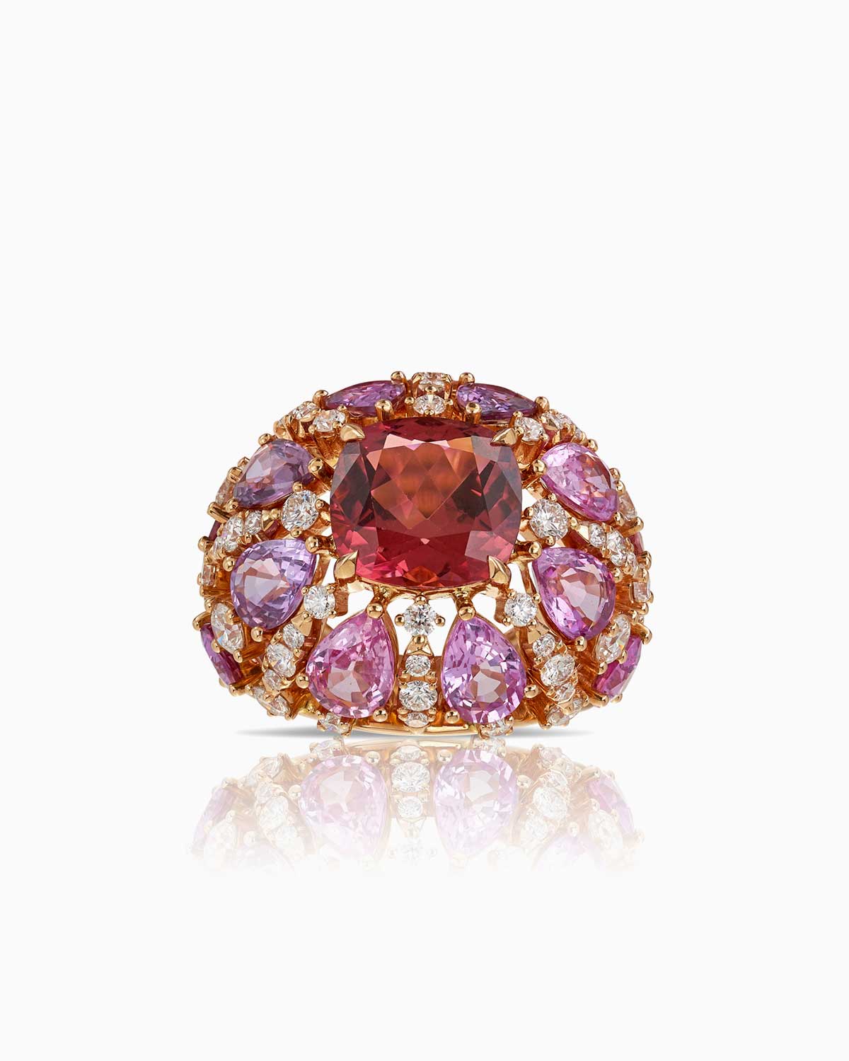 "Empress of the Northern Star" Pink Tourmaline and Sapphire Ring