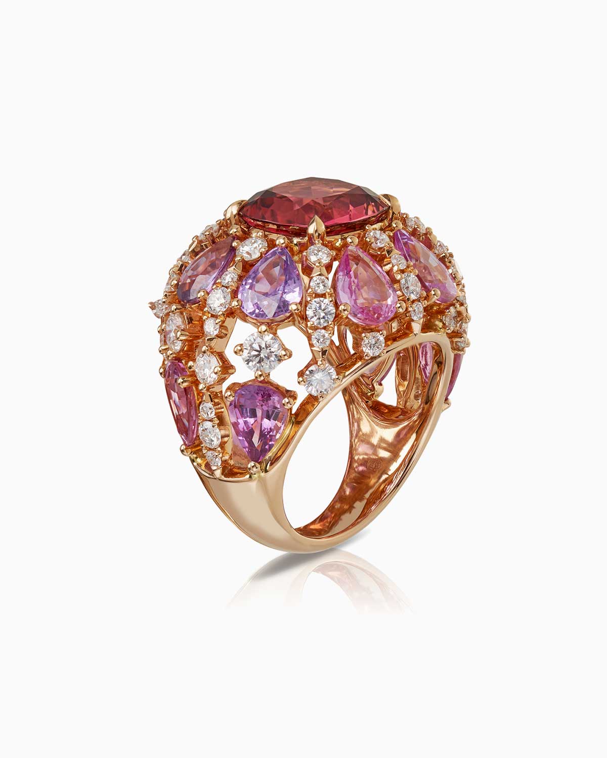 "Empress of the Northern Star" Pink Tourmaline and Sapphire Ring