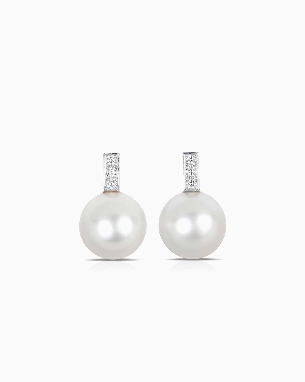Australian south sea pearl studs with diamond.