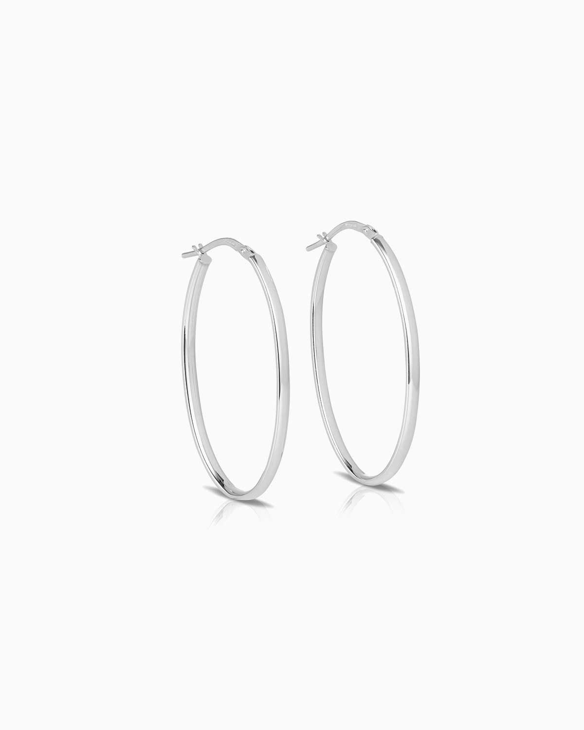 18k Elongated Oval Hoops