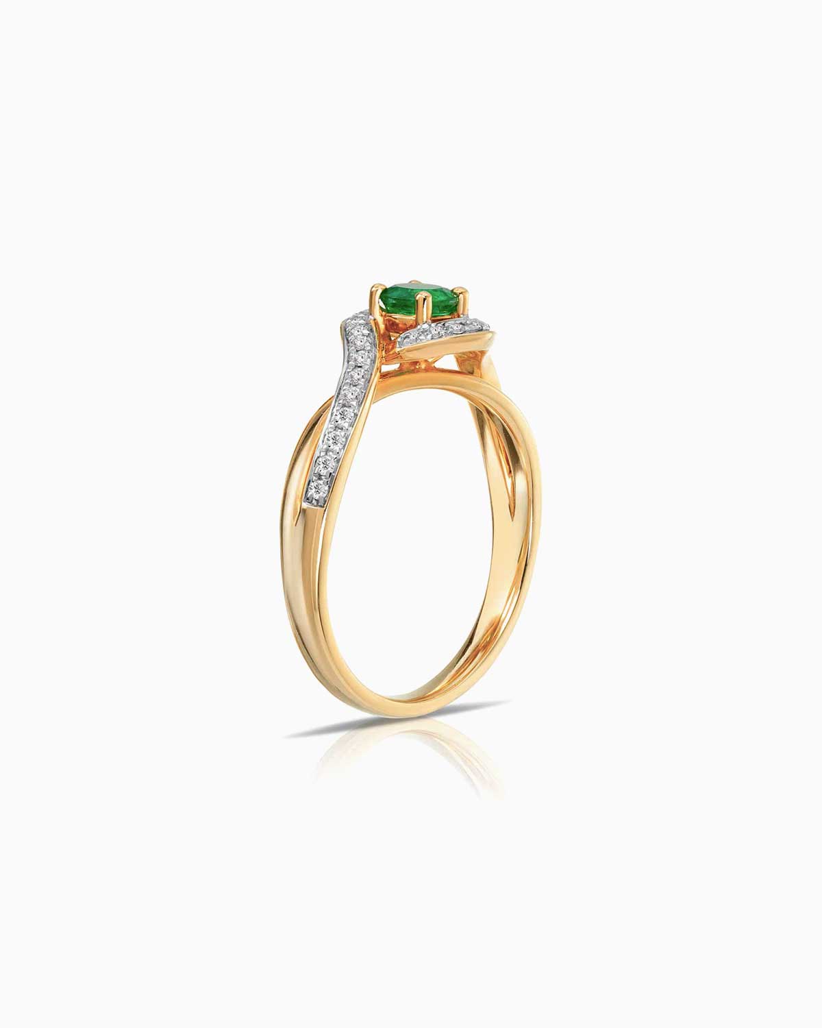 0.30ct Emerald & Diamond Bypass Ring