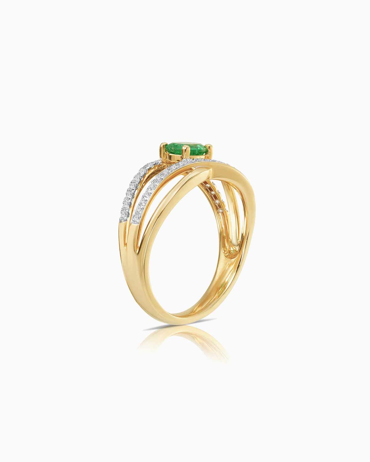 0.43ct Emerald & Diamond Split Ring