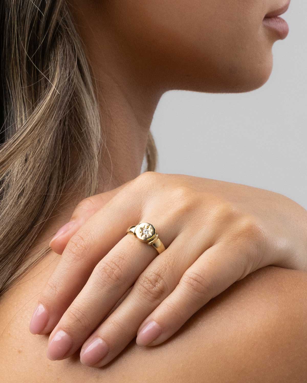 Diamond Star Signet Ring