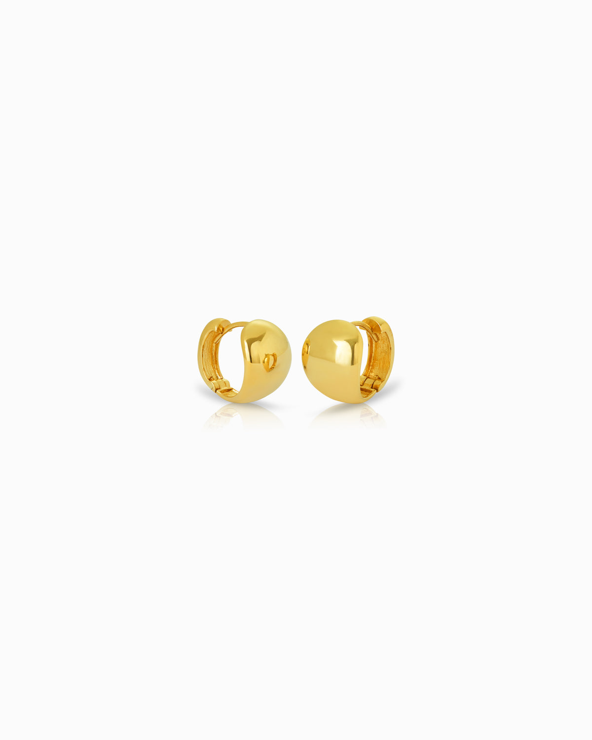 10mm rounded 9k yellow gold huggie earrings with a bold, polished finish from the Claude by Claudia collection.