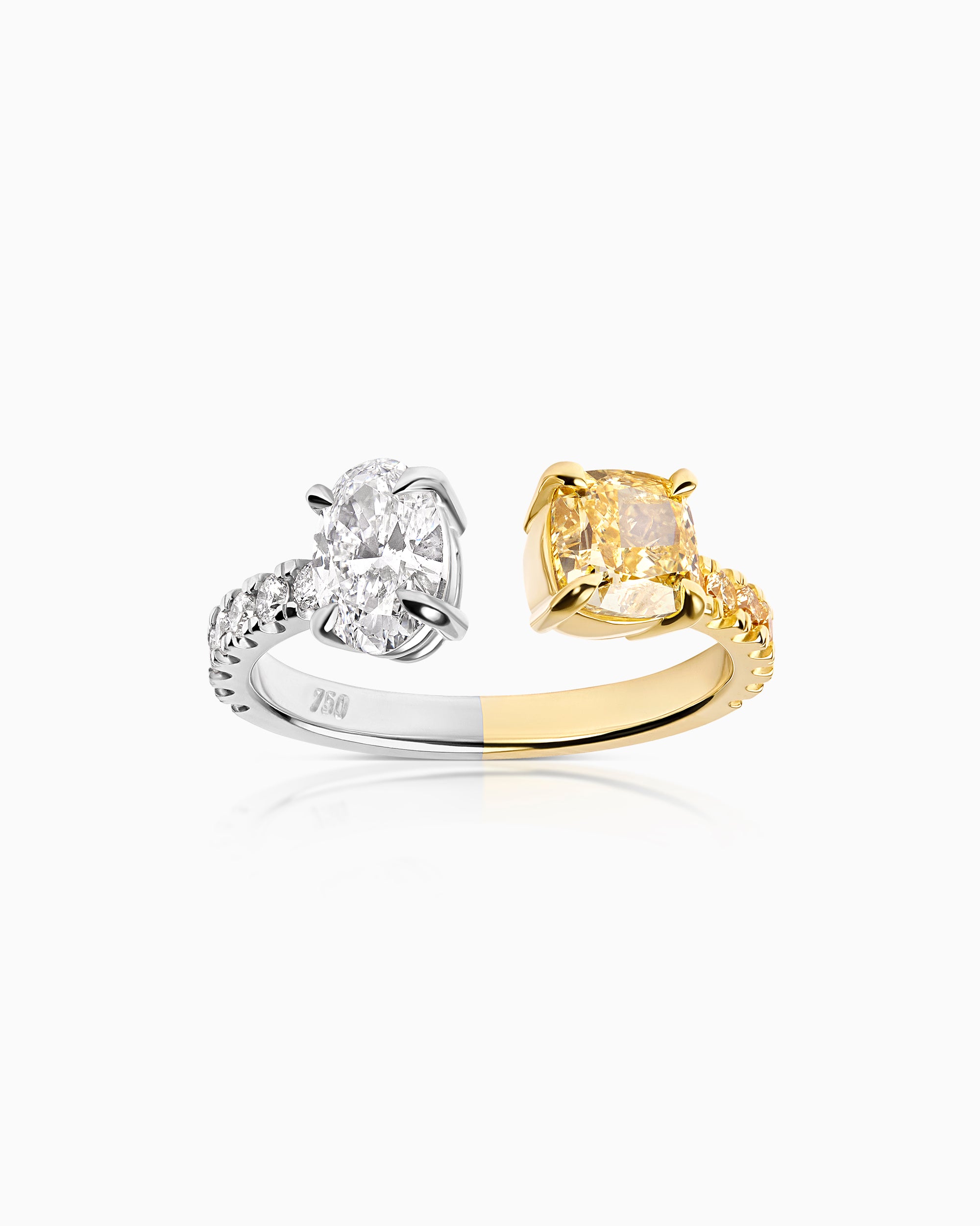 White & Yellow Diamond 'Toi et Moi'