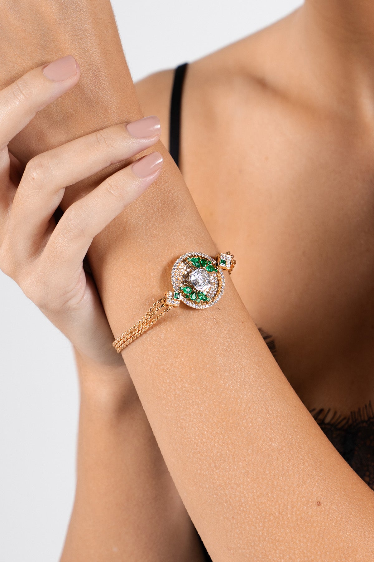 Emerald and Diamond Medallion Bracelet