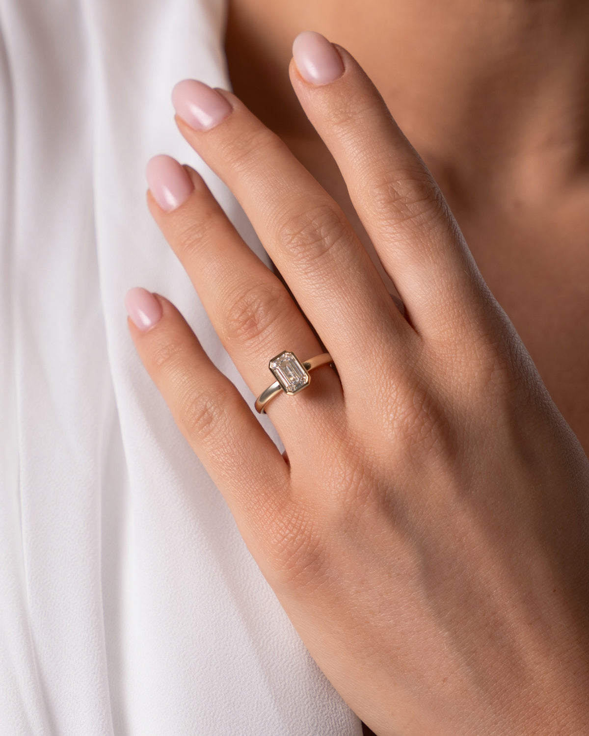 Emerald Bezel Engagement Ring