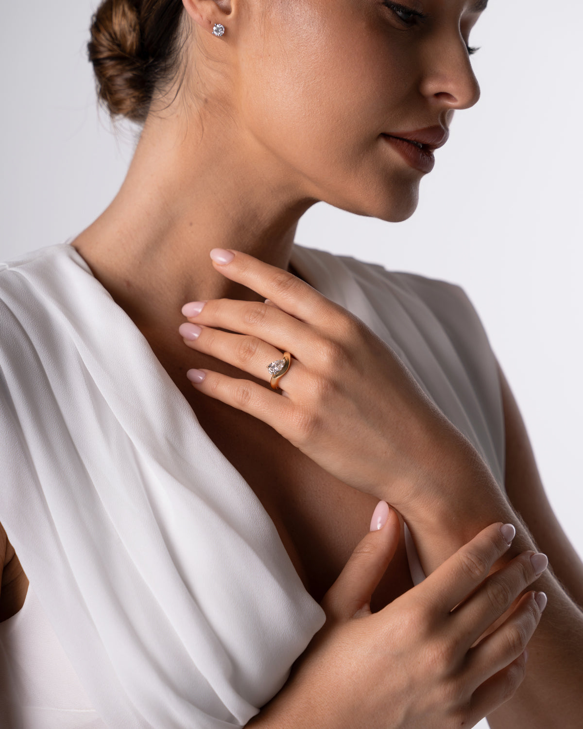 Organic Pear Diamond Ring