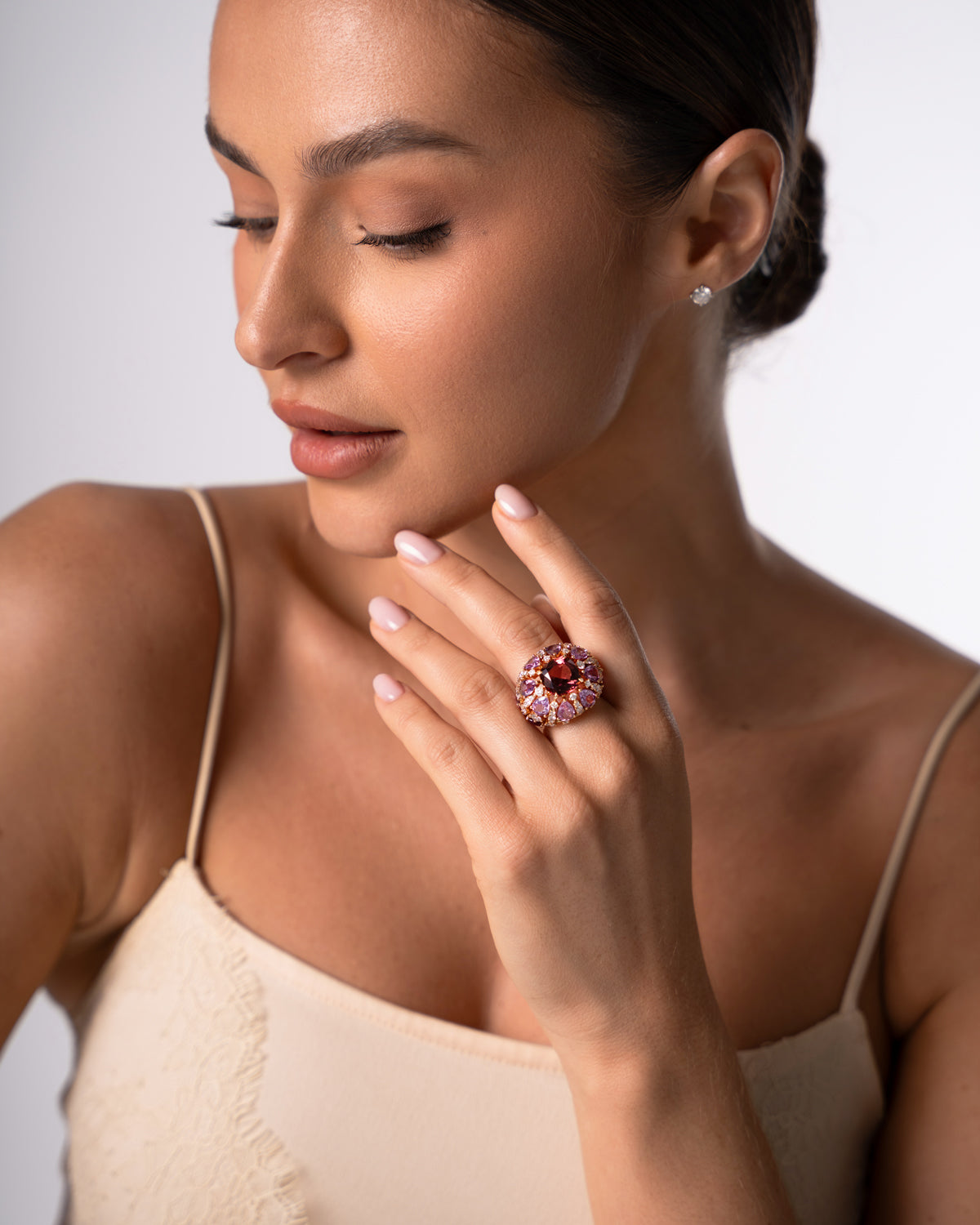 "Empress of the Northern Star" Pink Tourmaline and Sapphire Ring