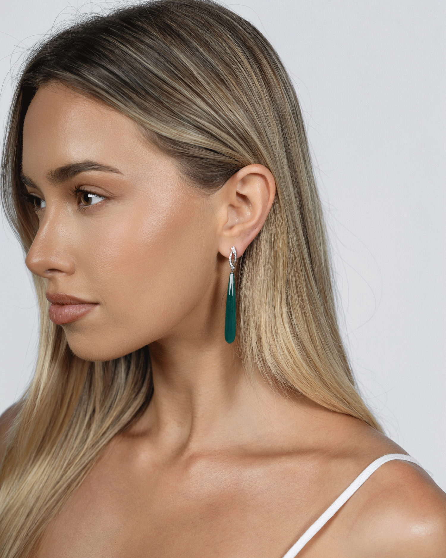 Green Onyx Dress Drop Earrings