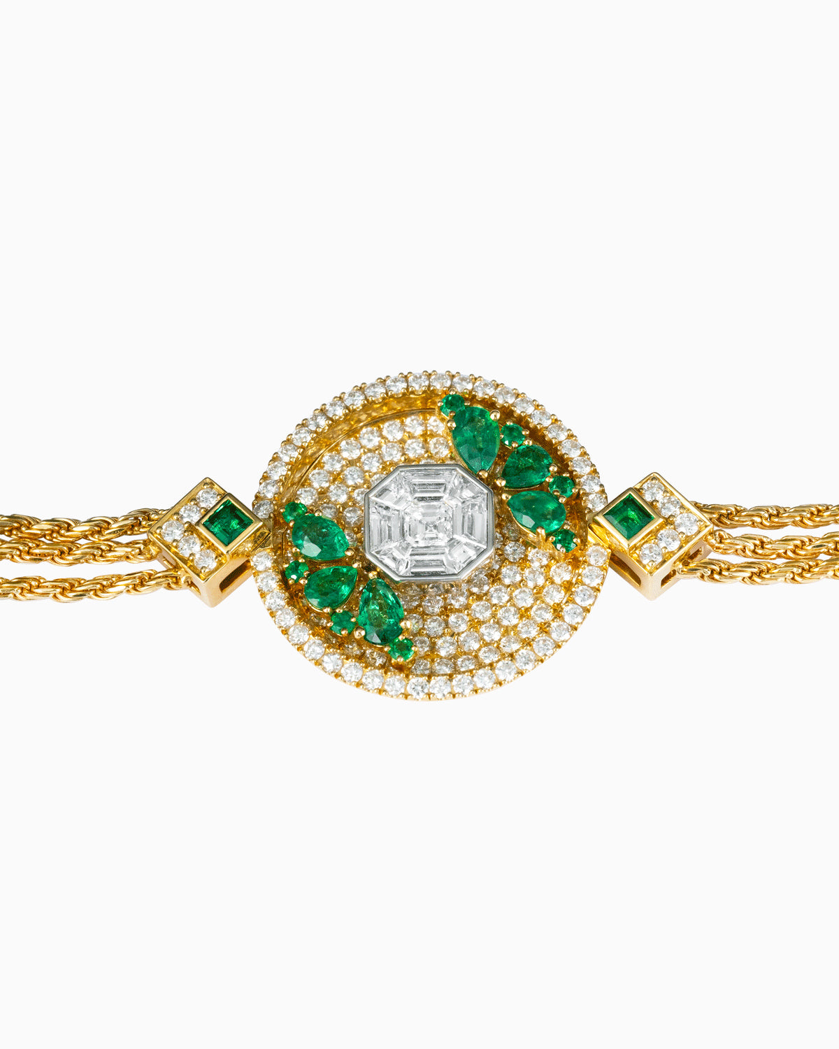 Emerald and Diamond Medallion Bracelet