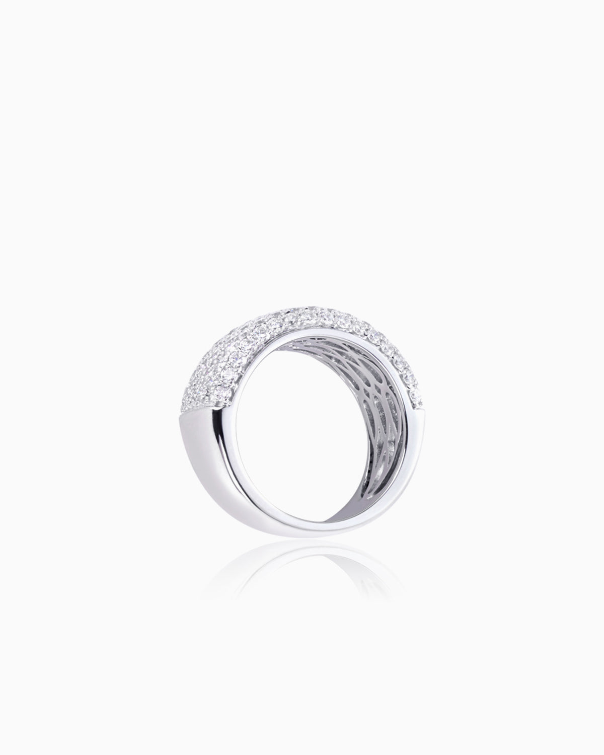 2.31ct pave diamond dress ring crafted in 18kwg by claude and me jewellery side view