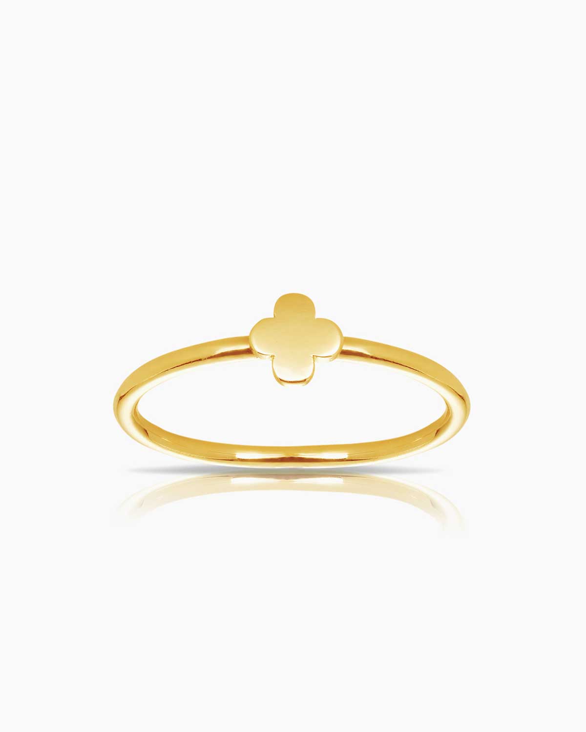 9 karat yellow gold fine trefle ring by claude and me jewellery front view