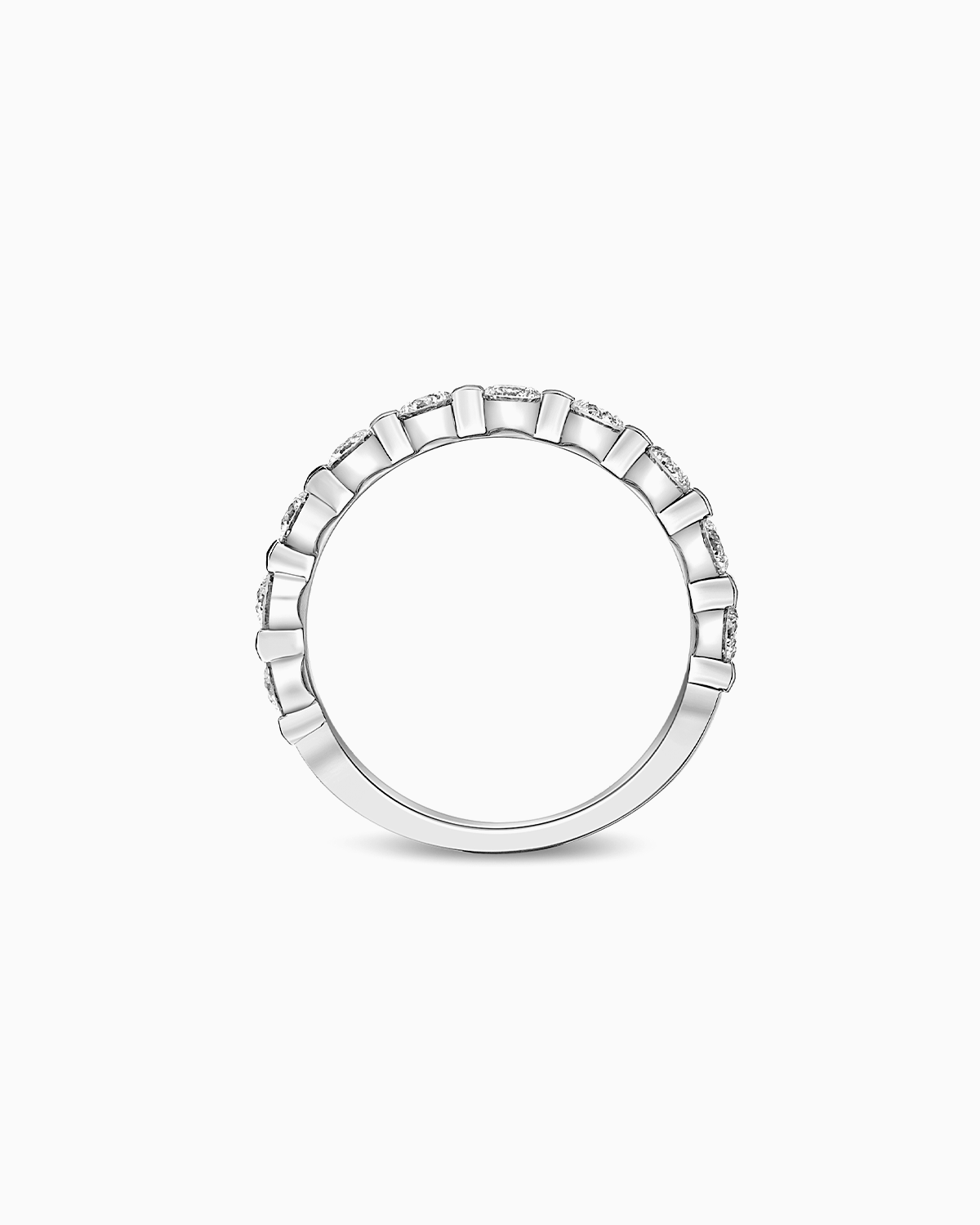 10 stone petit prong diamond ring in 18 karat white gold by claude and me jewellery