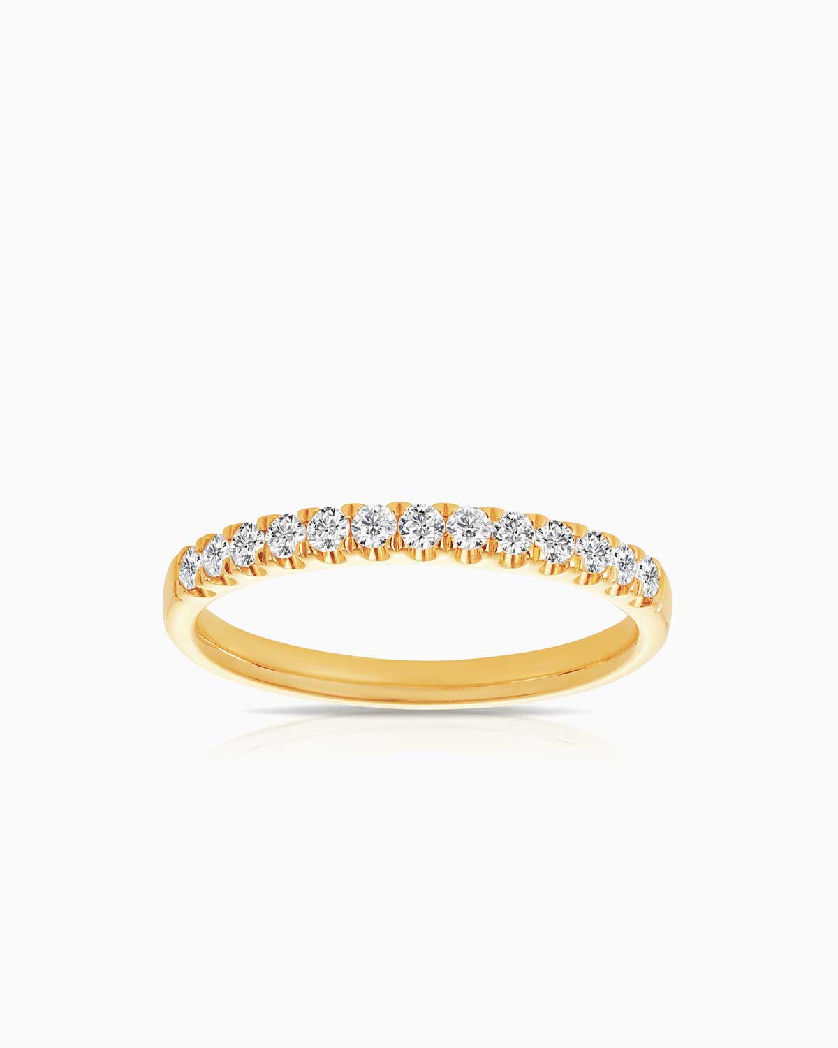 18 karat yellow gold and diamond half round Demi ring by claude and me jewellery