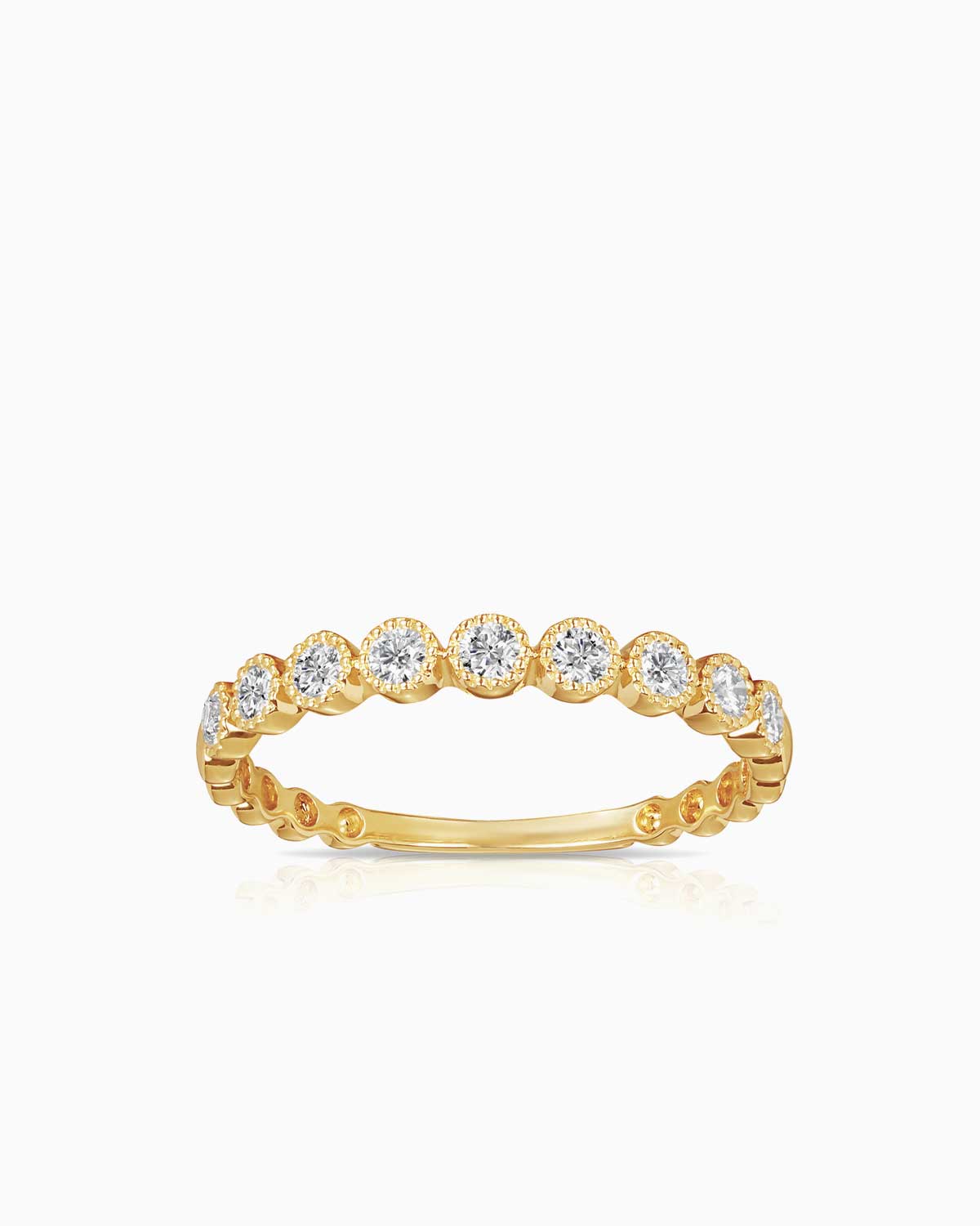 diamond milgrain ring in 18k yellow gold by claude and me jewellery