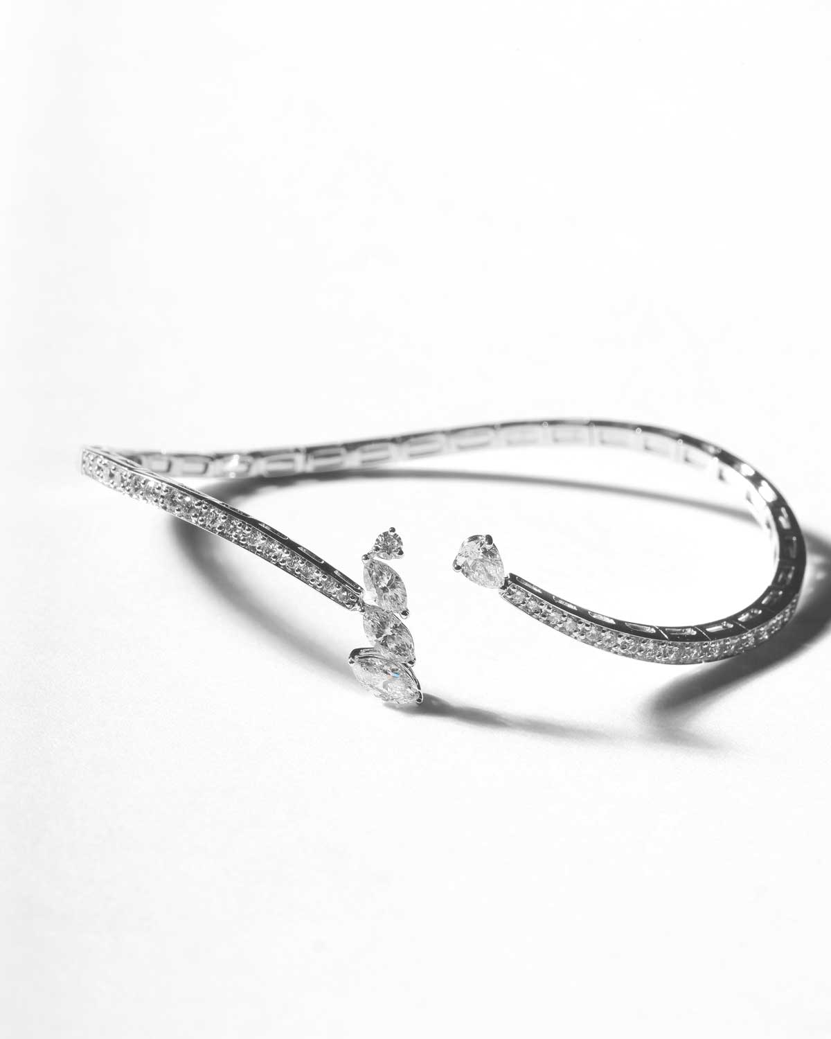 diamond flexible le charme bangle in 14k white gold by claude and me jewellery