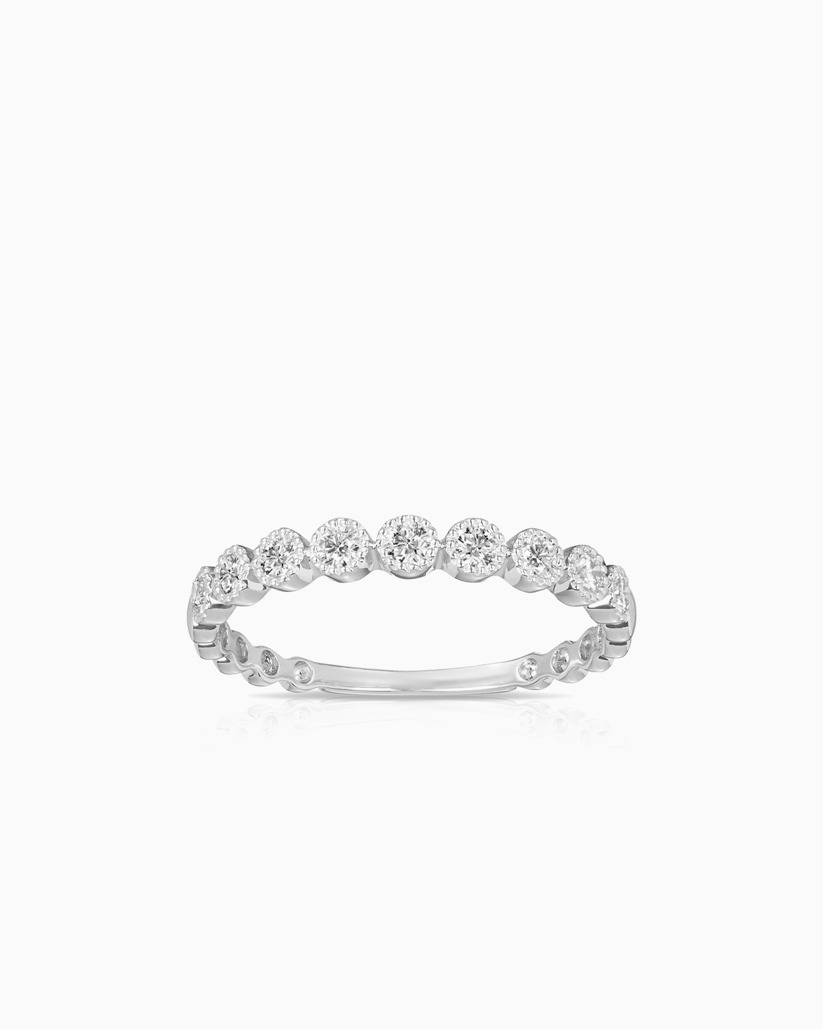 18 karat white gold diamond milgrain ring by claude and me jewellery