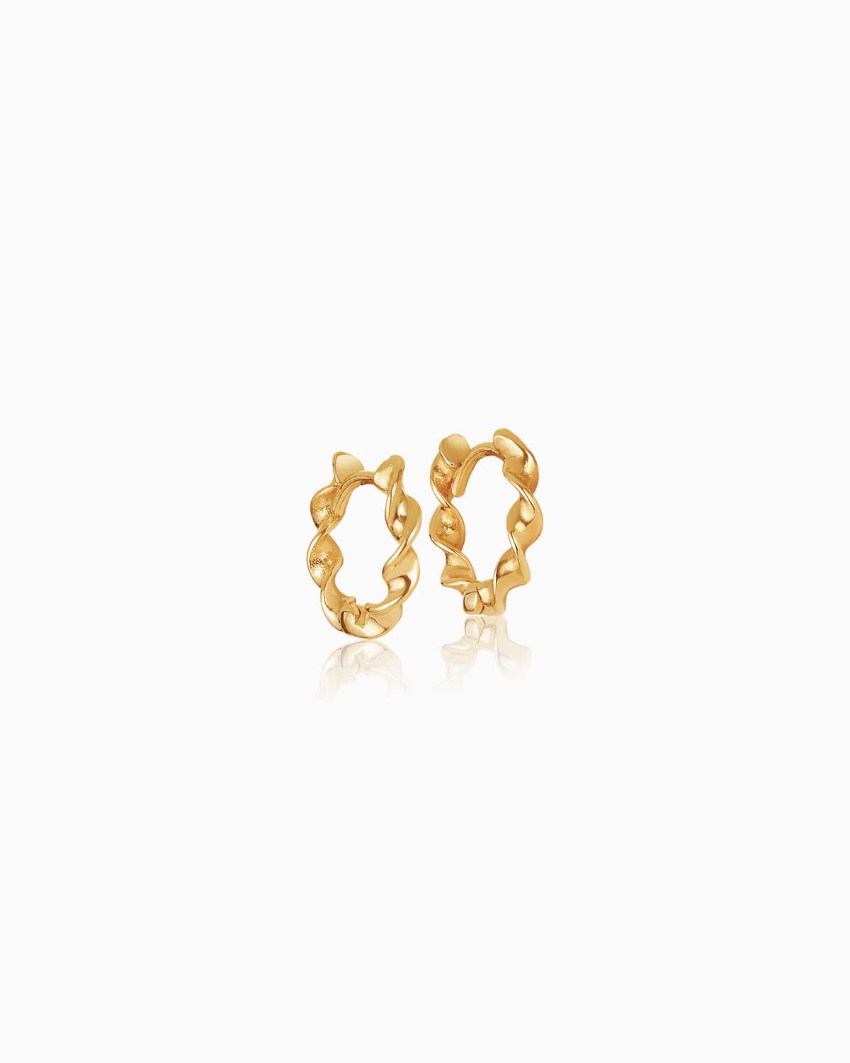 mini 9 karat yellow gold twisted huggies claude by claudia collection.