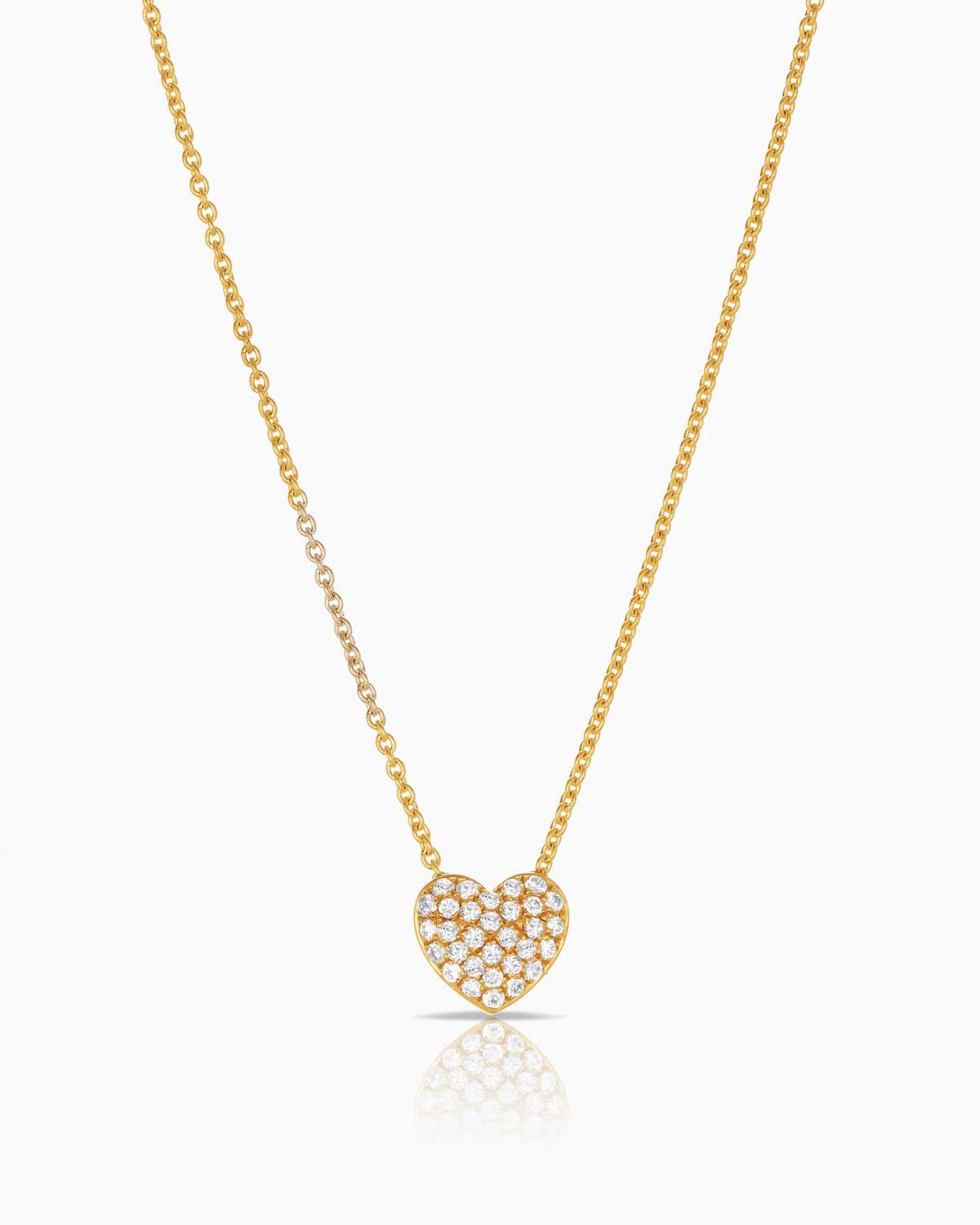 9 karat gold pave diamond heart pendant