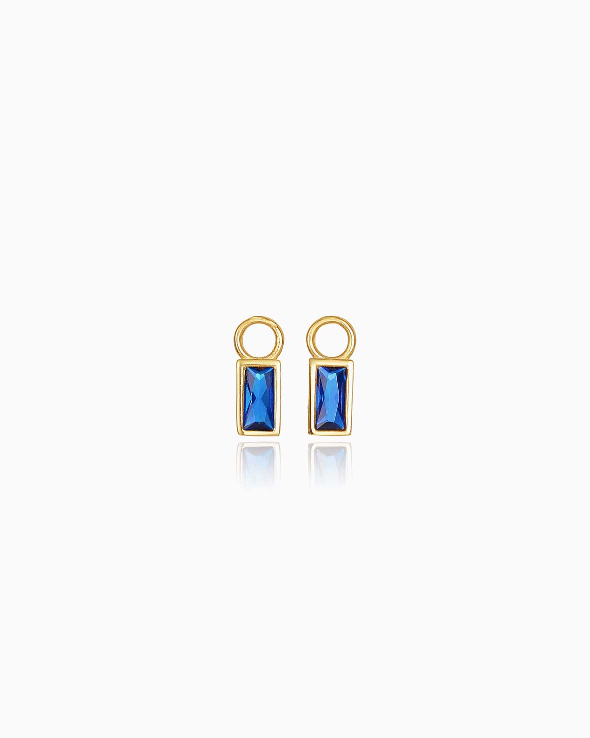 sapphire blue hoop earring charms bezel set