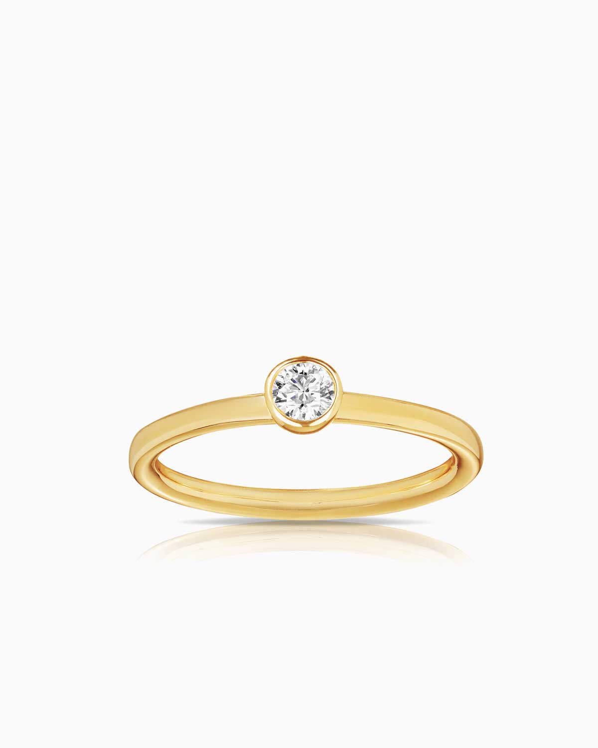 18 karat yellow gold petit single diamond ring by claude and me jewellery